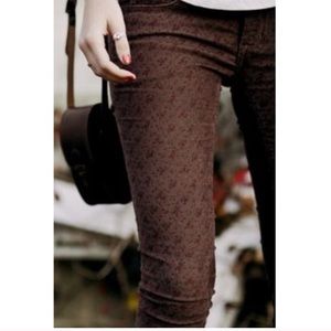 Free people floral corduroy skinny pants